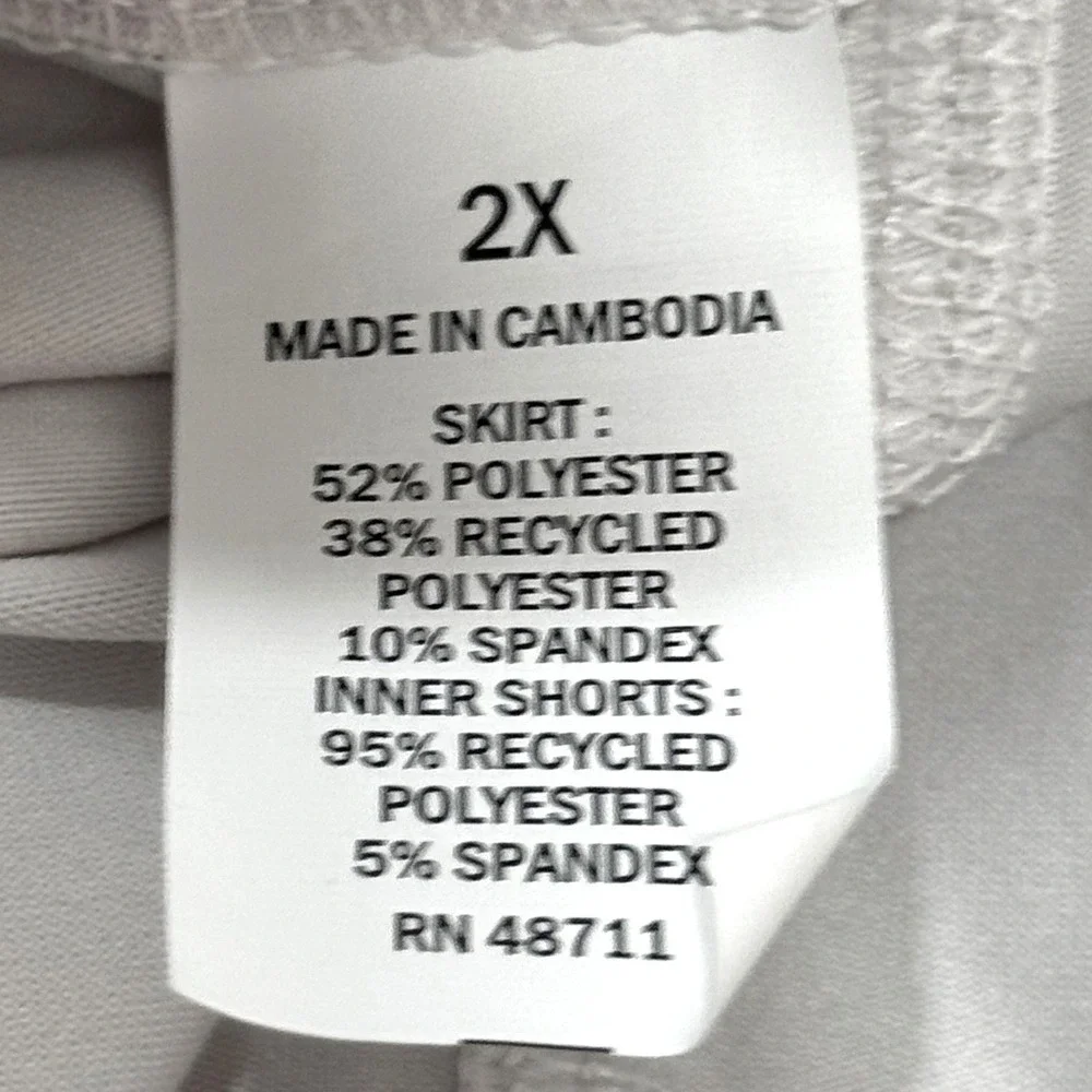 MTA Sport Women 2X Skort White Fast-Dri Zipper Pockets Plus Activewear Hiking